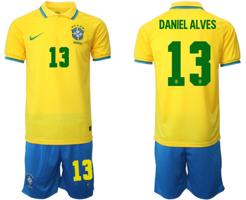 Men 2022 World Cup National Team Brazil home yellow 13 Soccer Jersey